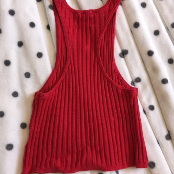 Urban Outfitters - silence + noise - Red Ribbed Cropped Tank Top - Picture 2 of 4